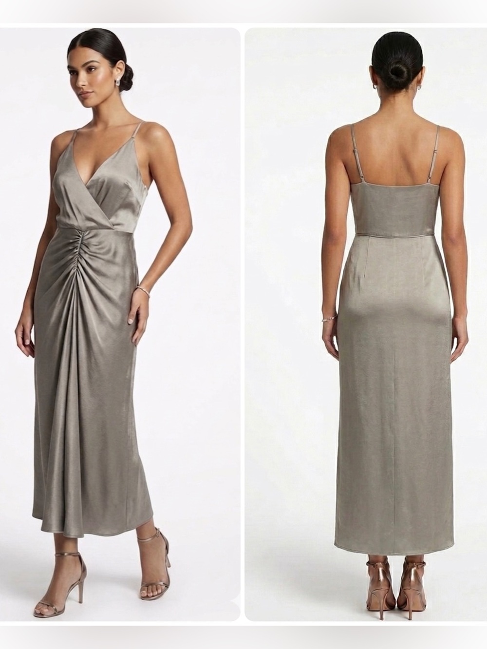 $448 Jonathan Simkhai Eucalyptus Green Silk Midi Dress Sz 6 Designer‎ Chic Luxe
